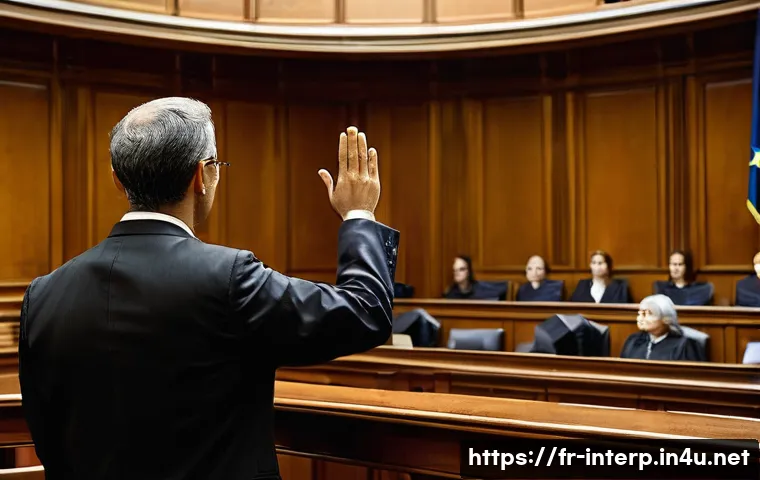 통역사 관련 법규 - **Prompt: The Judicial Interpreter's Solemn Oath in a French Courtroom**
    An ultra-realistic, hig...
