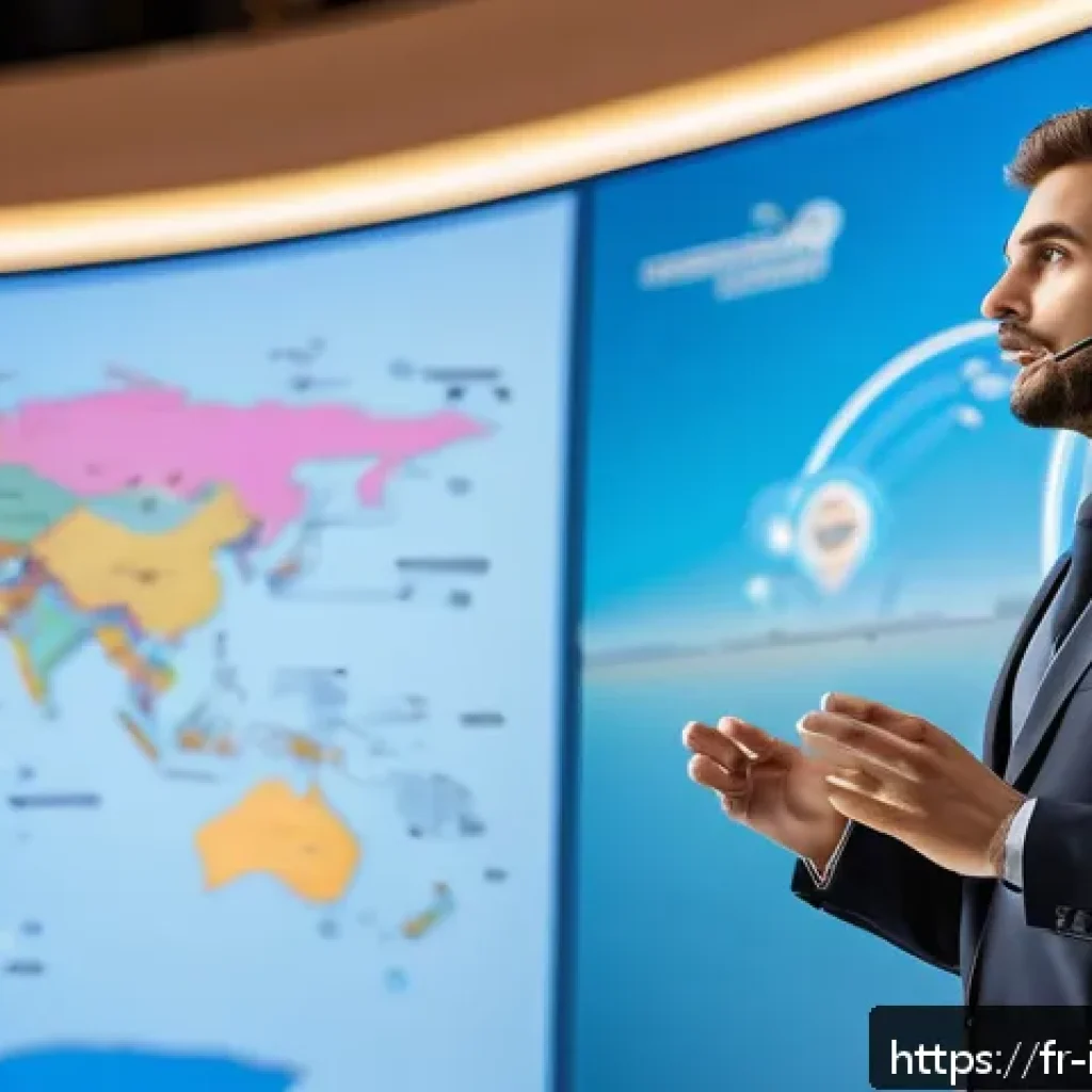국제통역사 연봉 협상 전략 - A professional multilingual interpreter at an international technology conference, wearing business ...
